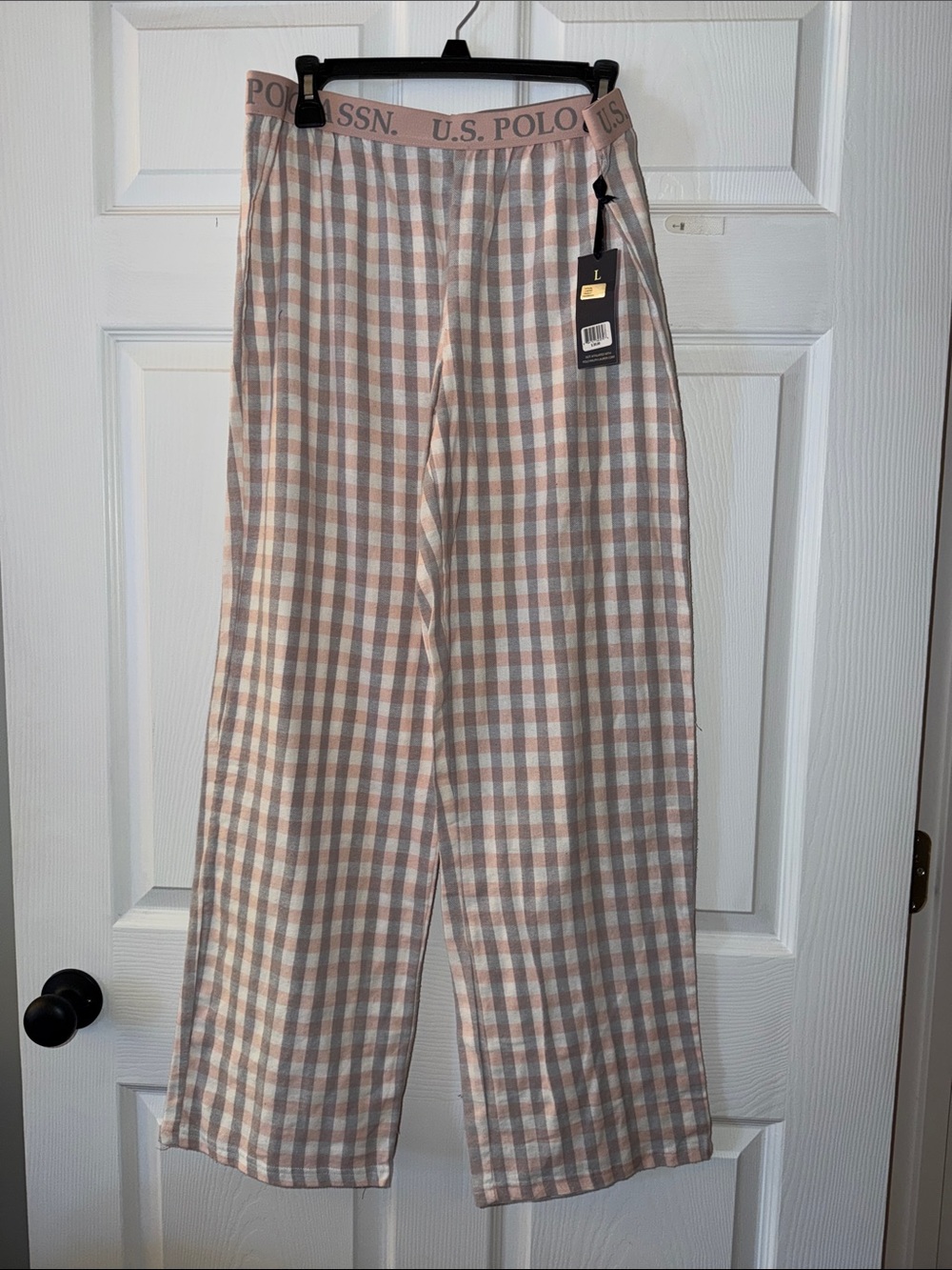 U.S. Polo Assn. Woman’s Pink and White Gingham Joggers